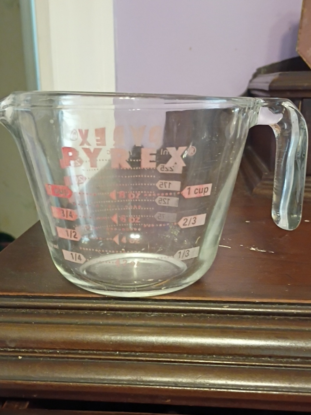 Pyrex Clear Glass Measuring Cup with Red Markings - Clear